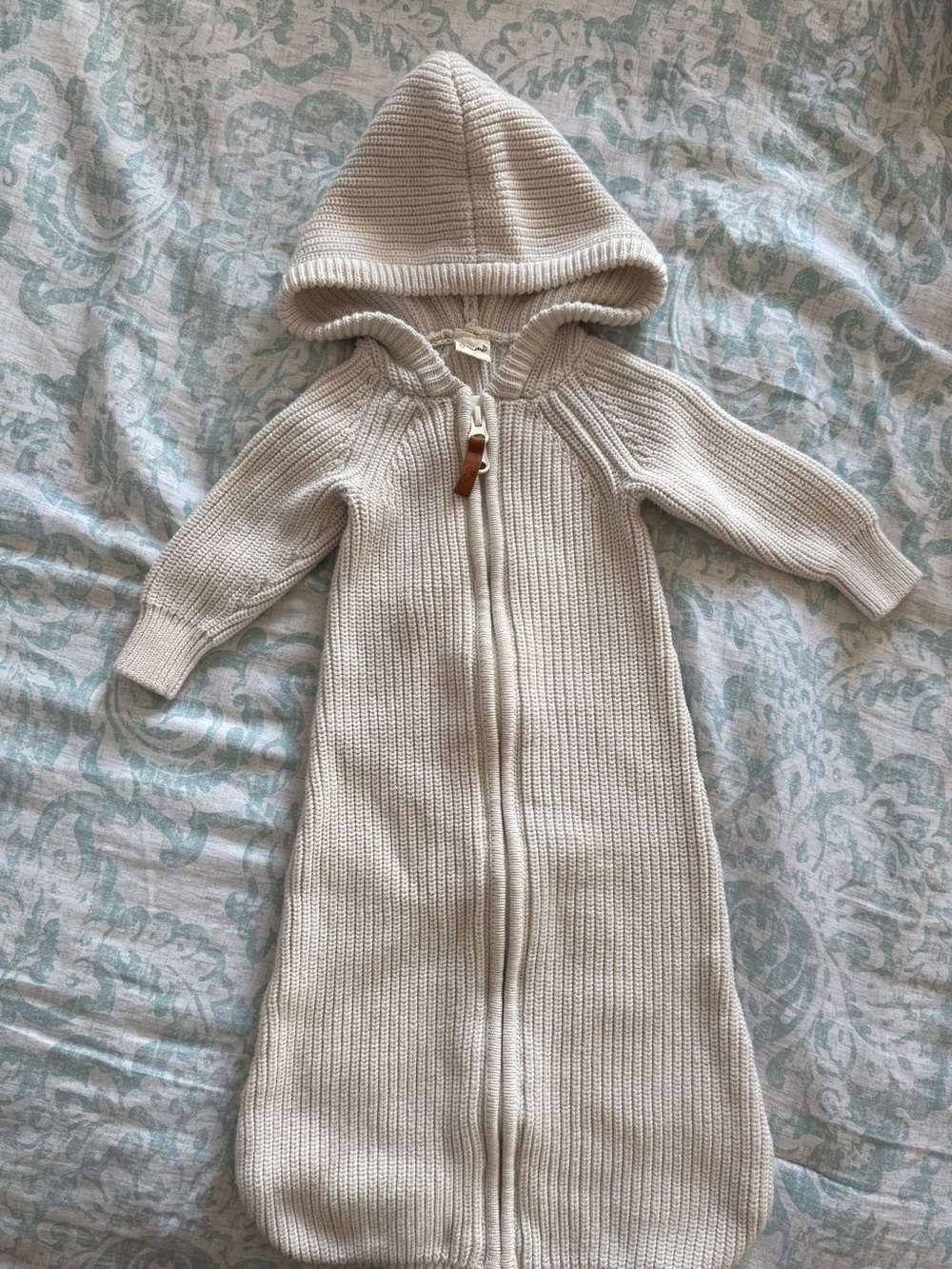 Hooded Knit Baby Sleep Sack in Cream